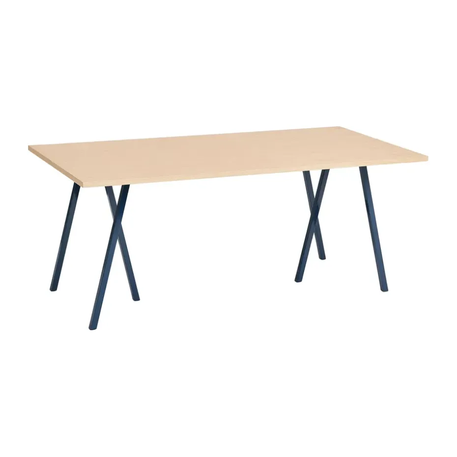 Mesa de comedor Loop Stand 87,5x180 cm, Deep blue-clear lacq. oak