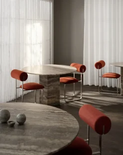 Mesa de comedor Soho, Tufo beige, Ø120 × 72 cm