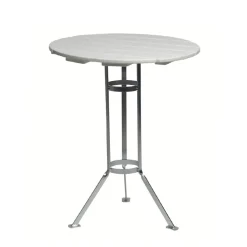 Mesa de tres patas Bryggeri, Roble lacado blanco-galvanizado en caliente