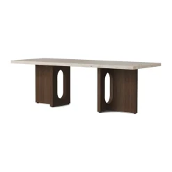 Mesa lounge Androgyne, Sand/kunis breccia, base de roble teñido de negro