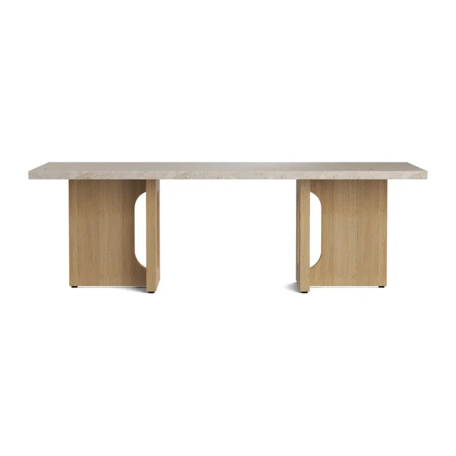 Mesa lounge Androgyne, Sand/kunis breccia, base de roble