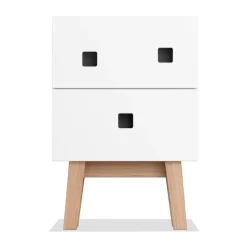 Mesilla de noche Peep S1, Blanco, retro, base de roble