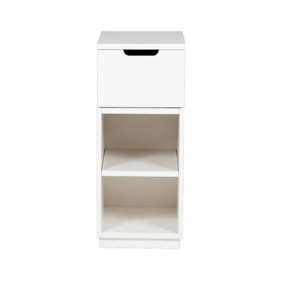Mesita de noche Aoko 72 cm 1 cajón, Lacado blanco