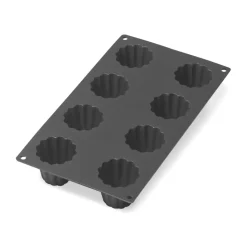 Molde Bordelais acanalado Lékué de silicona 8 ud, Negro