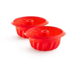 Moldes mini savarin Lékué de silicona 2 uds, Rojo