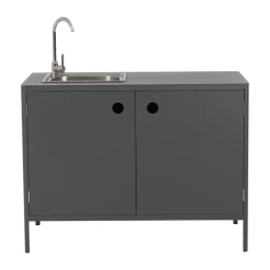 Mueble bajo de cocina exterior Kelia con fregadero, Antracita, 121x90x64 cm