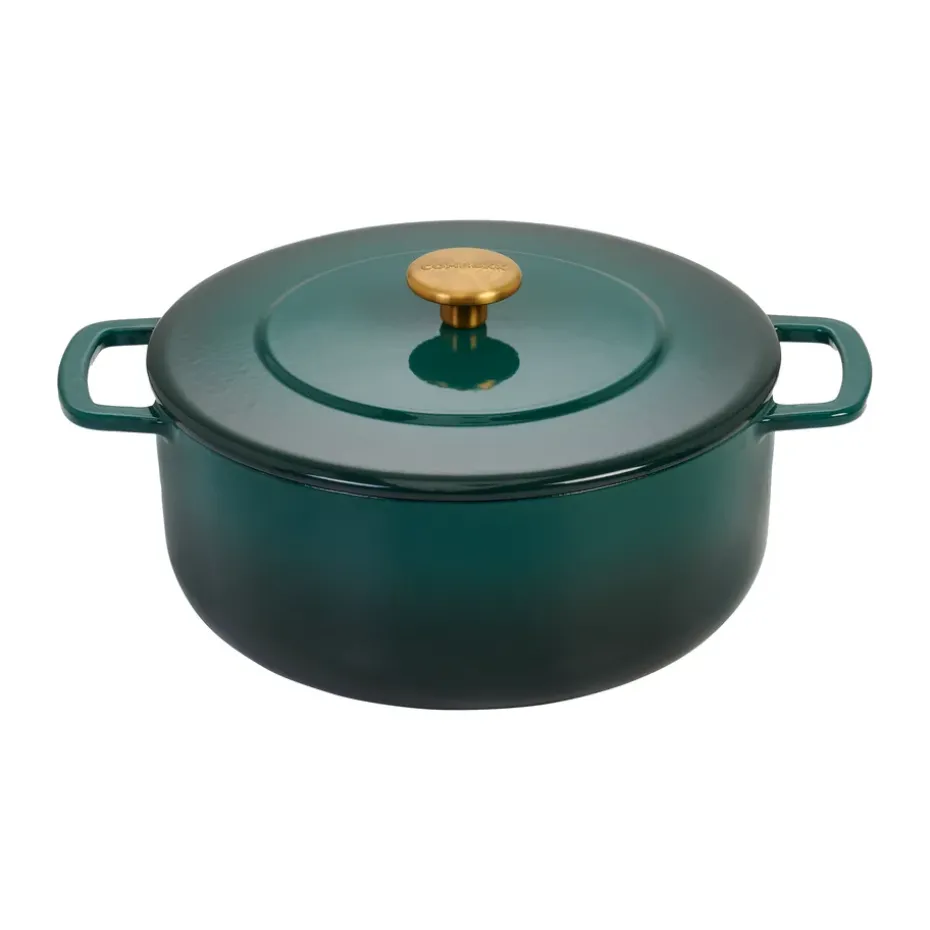 Olla de hierro fundido esmaltada Combekk Enameled Ø24 cm , Holly Green-tirador gold