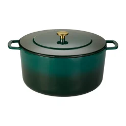 Olla de hierro fundido esmaltada Combekk Enameled Ø32 cm, Holly Green-pomo gold