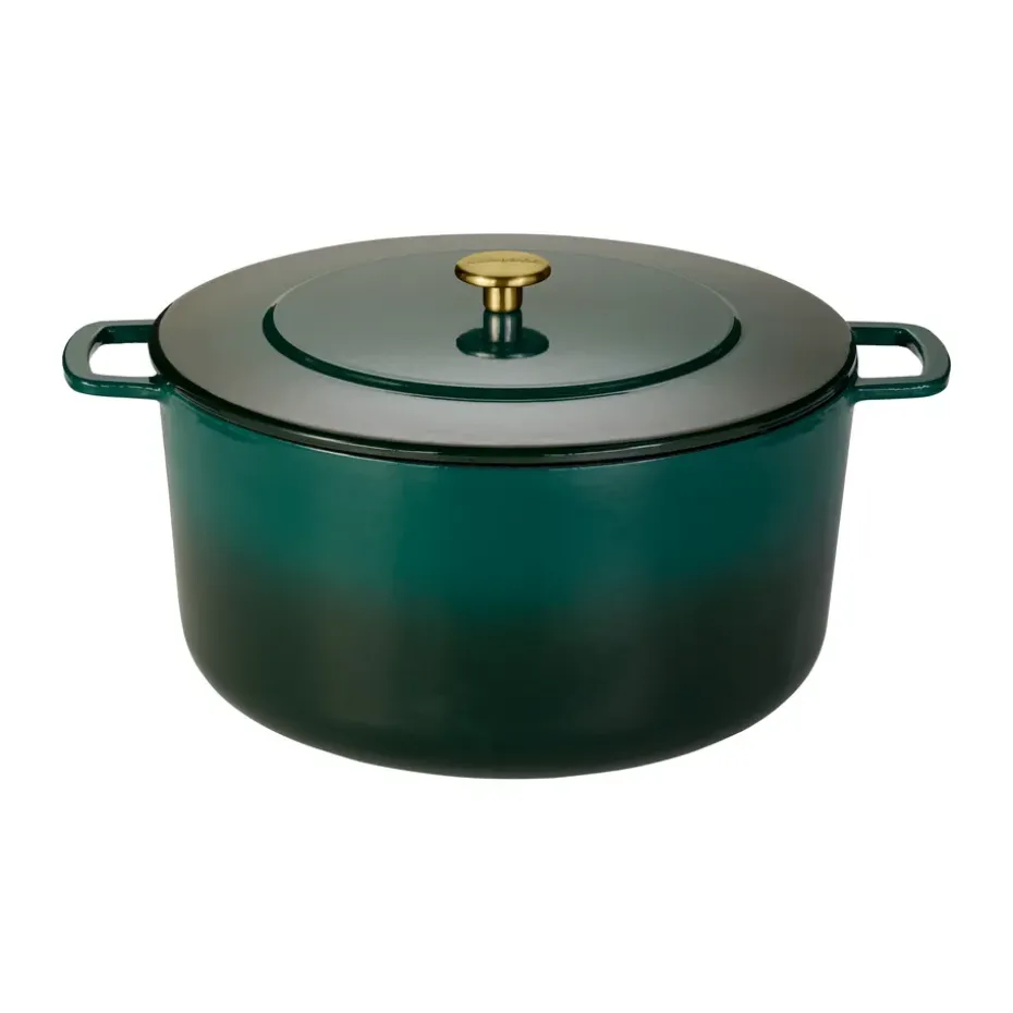 Olla de hierro fundido esmaltada Combekk Enameled Ø32 cm, Holly Green-pomo gold