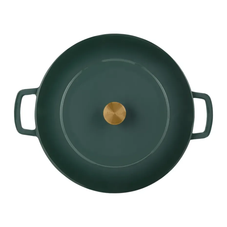 Olla de hierro fundido esmaltada Combekk Enameled Ø32 cm, Holly Green-pomo gold