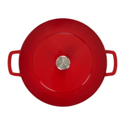 Olla de hierro fundido esmaltada Combekk Enameled Ø32 cm, Pomo cherry-silver