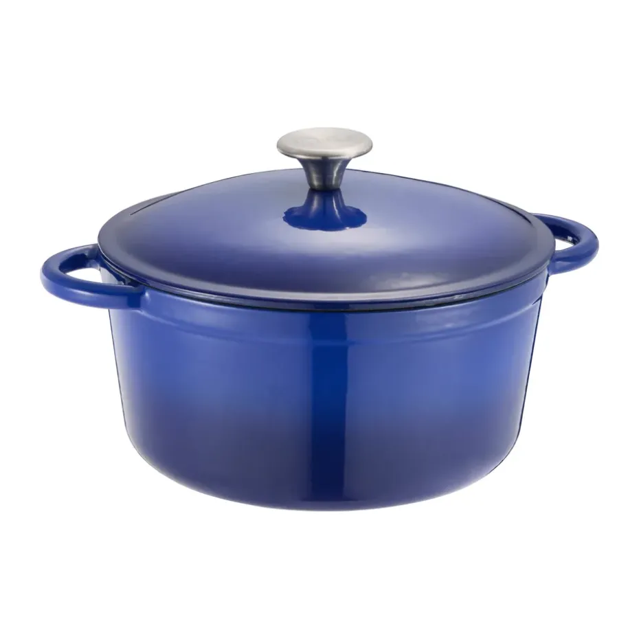 Olla de hierro fundido Gretl redonda con pomo de acero inoxidable 4 L, Azul