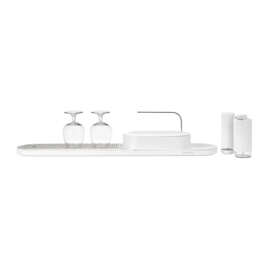 Organizador de fregadero SinkStyle, set de 4 piezas, Mineral Fresh White