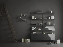 Panel de pared String, Gris oscuro, 75x30 cm, paquete de 1