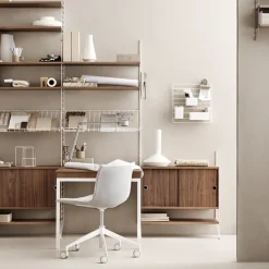 Panel de suelo String, Blanco, 200x30 cm, paquete de 2