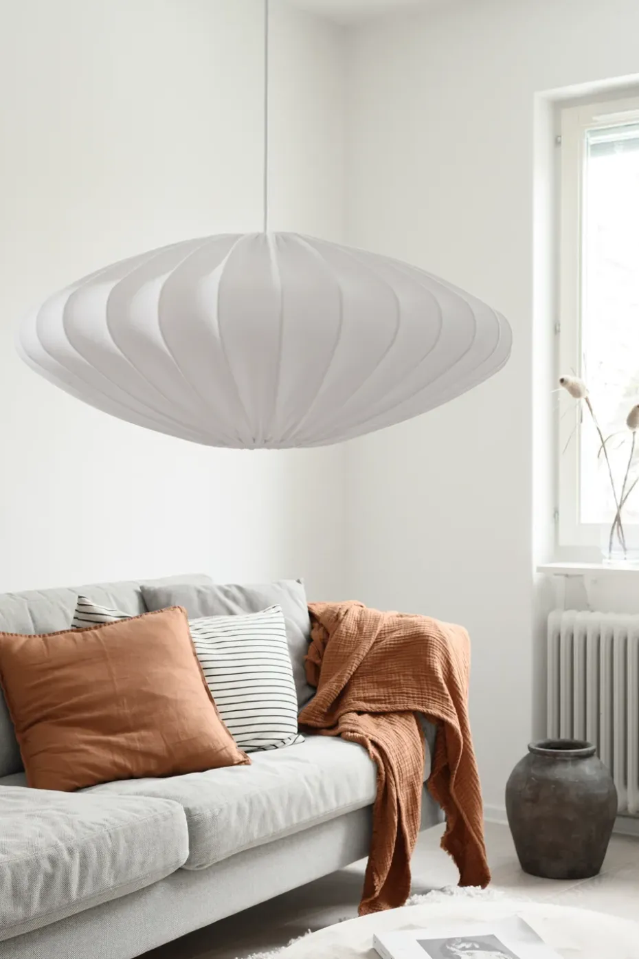 Pantalla de lámpara Ellipse P65 cm lino, blanco
