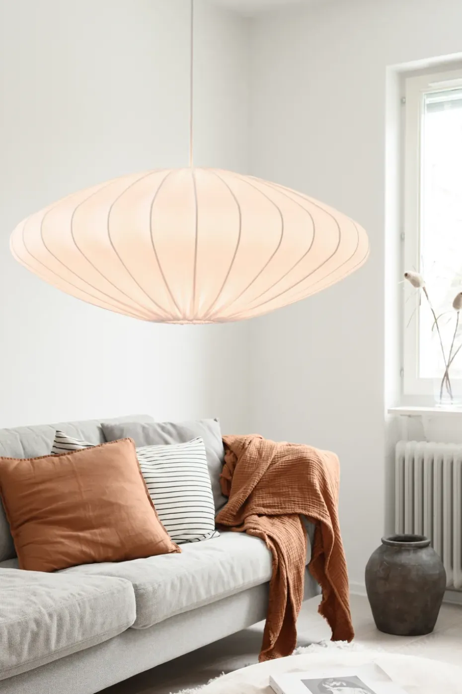 Pantalla de lámpara Ellipse P65 cm lino, blanco