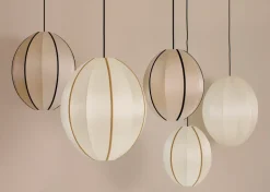 Pantalla de lámpara Indochina Classic Oval S, Offwhite-amber