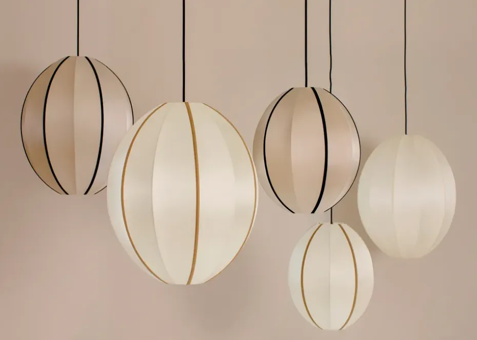 Pantalla de lámpara Indochina Classic Oval S, Offwhite-amber