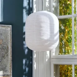 Pantalla de lámpara Paper Shade ovalada, blanco