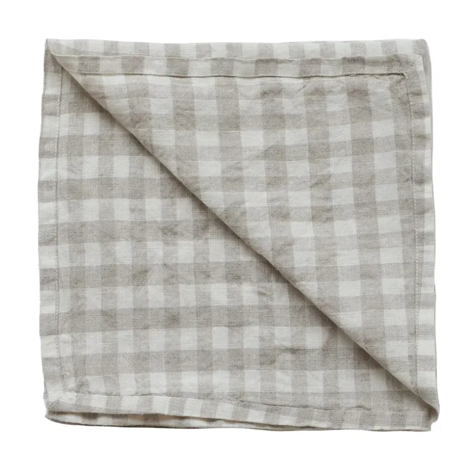 Paño de cocina a cuadros Gingham 70x50 cm, Natural