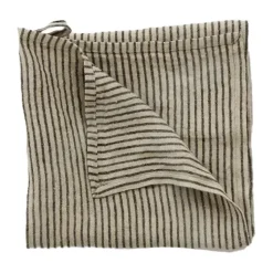 Paño de cocina de lino Stripe 45x65 cm, Arena negra