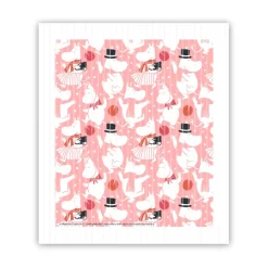 Paño de cocina Moomin Celebration 17x14.5 cm, Blanco-rosa