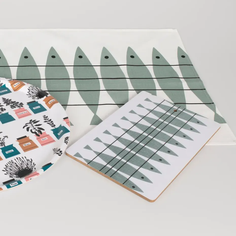 Paño de cocina Sill, verde-gris