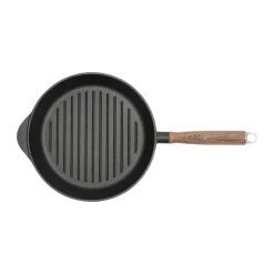 Parrilla de hierro fundido con mango de madera Nordwik, 28 cm