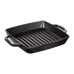 Parrilla de hierro fundido Staub Pure cuadrada negra, 23 cm