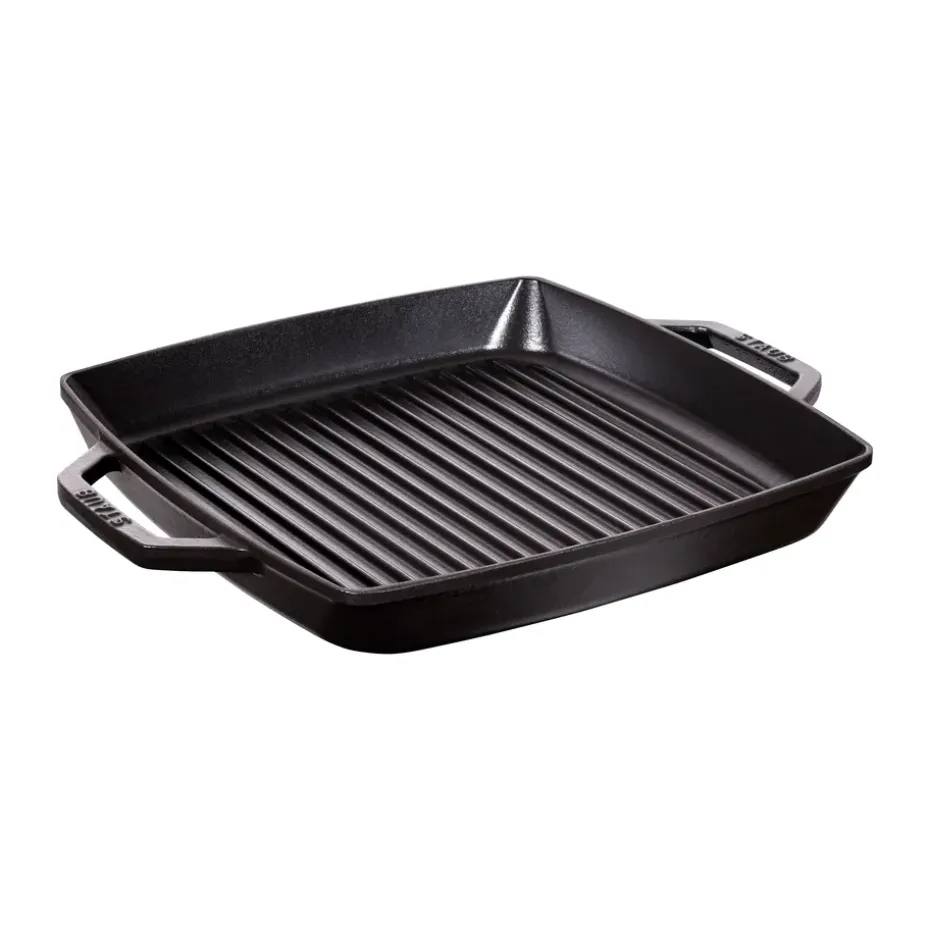 Parrilla de hierro fundido Staub Pure cuadrada negra, 33 cm