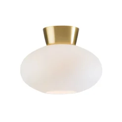 Plafón Bullo vidrio opal Ø27 cm, latón
