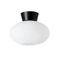 Plafón Bullo vidrio opal Ø27 cm, negro mate