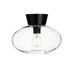Plafón Bullo vidrio transparente Ø27 cm, negro mate