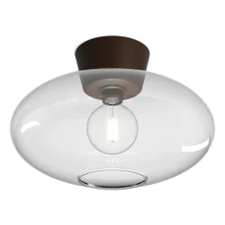 Plafón Bullo XL vidrio transparente Ø38 cm, óxido