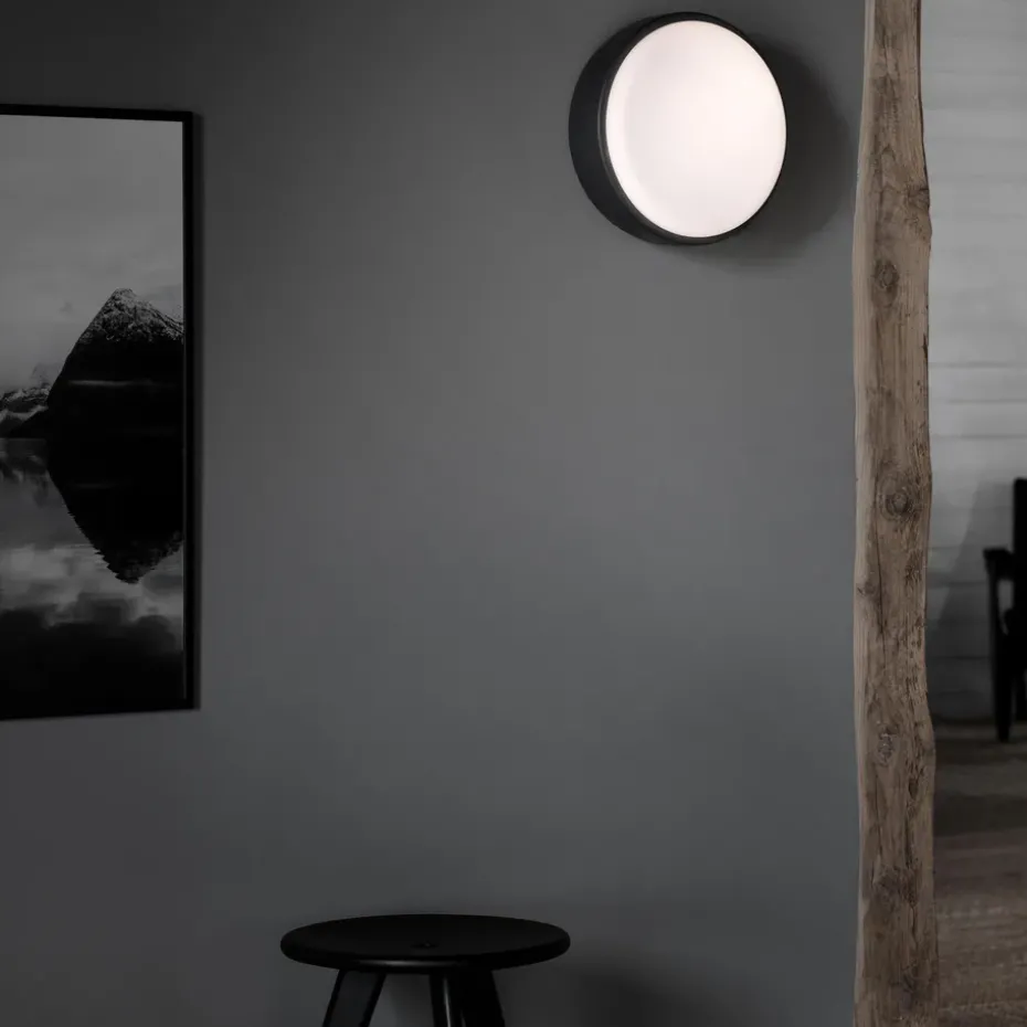 Plafón Over me Ø30 cm, gris oscuro