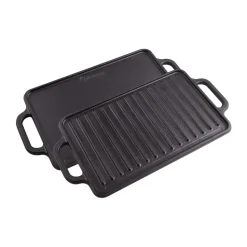 Plancha de hierro fundido reversible 21×33 cm, Negro