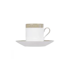 Platillo para taza de café Vera Wang Lace Gold, blanco