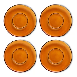 Plato de café de vidrio 70's Ø10,6 cm, Amber brown