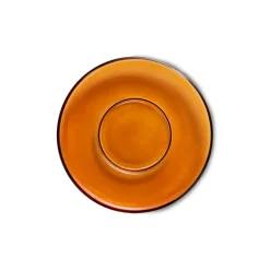 Plato de café de vidrio 70's Ø10,6 cm, Amber brown