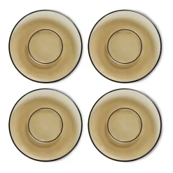 Plato de café de vidrio 70's Ø10,6 cm, Mud brown