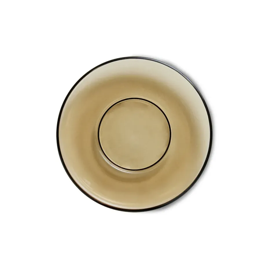 Plato de café de vidrio 70's Ø10,6 cm, Mud brown