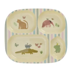 Plato infantil melamina Rice 4 compartimientos, Estampado Jungla Dulce