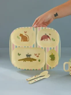 Plato infantil melamina Rice 4 compartimientos, Estampado Jungla Dulce