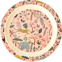 Plato para niños Rice Jungle animals, Coral-multi