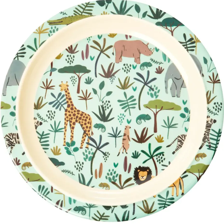 Plato para niños Rice Jungle animals, Green-multi
