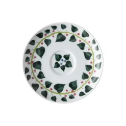 Plato para taza espresso Magic Garden Foliage 12 cm, blanco-verde