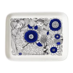 Plato Pastoraali 15x19 cm, Azul-blanco