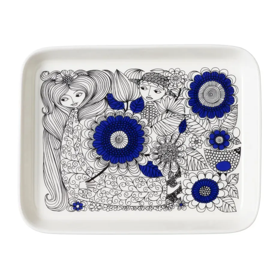 Plato Pastoraali 15x19 cm, Azul-blanco