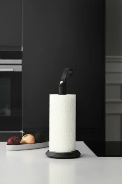 Portarrollos de papel cocina Grab, Roble teñido negro